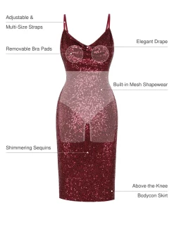 Sequin Cowl Neck Sculpting Mini Dress