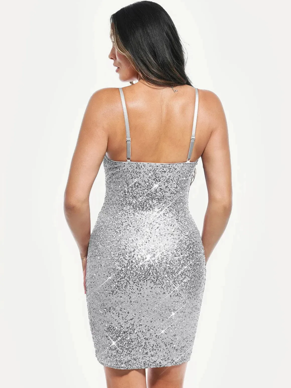 Sequin Cowl Neck Sculpting Mini Dress