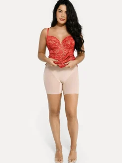 Shapewear All-Lace Hourglass Corset Side Slit Midi Dress