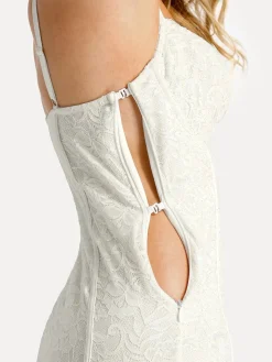Shapewear All-Lace Hourglass Corset Side Slit Midi Dress