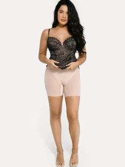 Shapewear All-Lace Hourglass Corset Side Slit Midi Dress