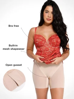 Shapewear All-Lace Hourglass Corset Side Slit Midi Dress