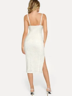 Shapewear All-Lace Hourglass Corset Side Slit Midi Dress
