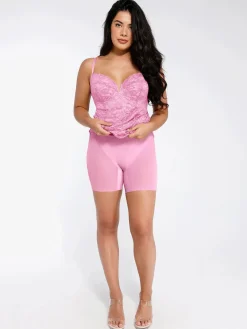 Shapewear All-Lace Hourglass Corset Side Slit Midi Dress
