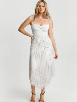Shapewear Asymmetric Ruched Lace Midi Skirt