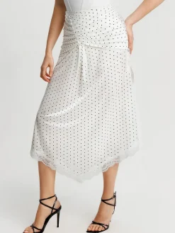Shapewear Asymmetric Ruched Lace Midi Skirt