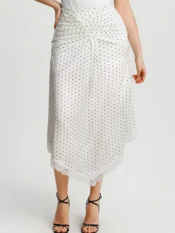 Shapewear Asymmetric Ruched Lace Midi Skirt
