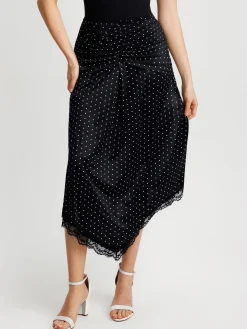 Shapewear Asymmetric Ruched Lace Midi Skirt