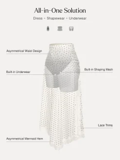 Shapewear Asymmetric Ruched Lace Midi Skirt