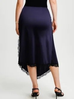 Shapewear Asymmetric Ruched Lace Midi Skirt