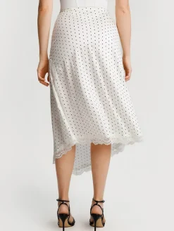 Shapewear Asymmetric Ruched Lace Midi Skirt
