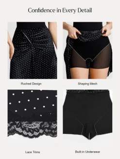 Shapewear Asymmetric Ruched Lace Midi Skirt