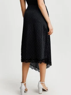 Shapewear Asymmetric Ruched Lace Midi Skirt