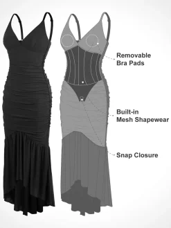 Shapewear Bluetag Cooling Ruched Mesh Bodycon Maxi Dress