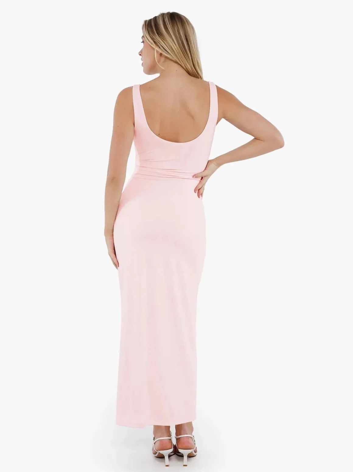 Shapewear Boatneck Draped Sculpting Maxi Dress