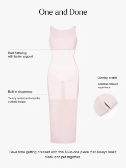 Shapewear Boatneck Draped Sculpting Maxi Dress