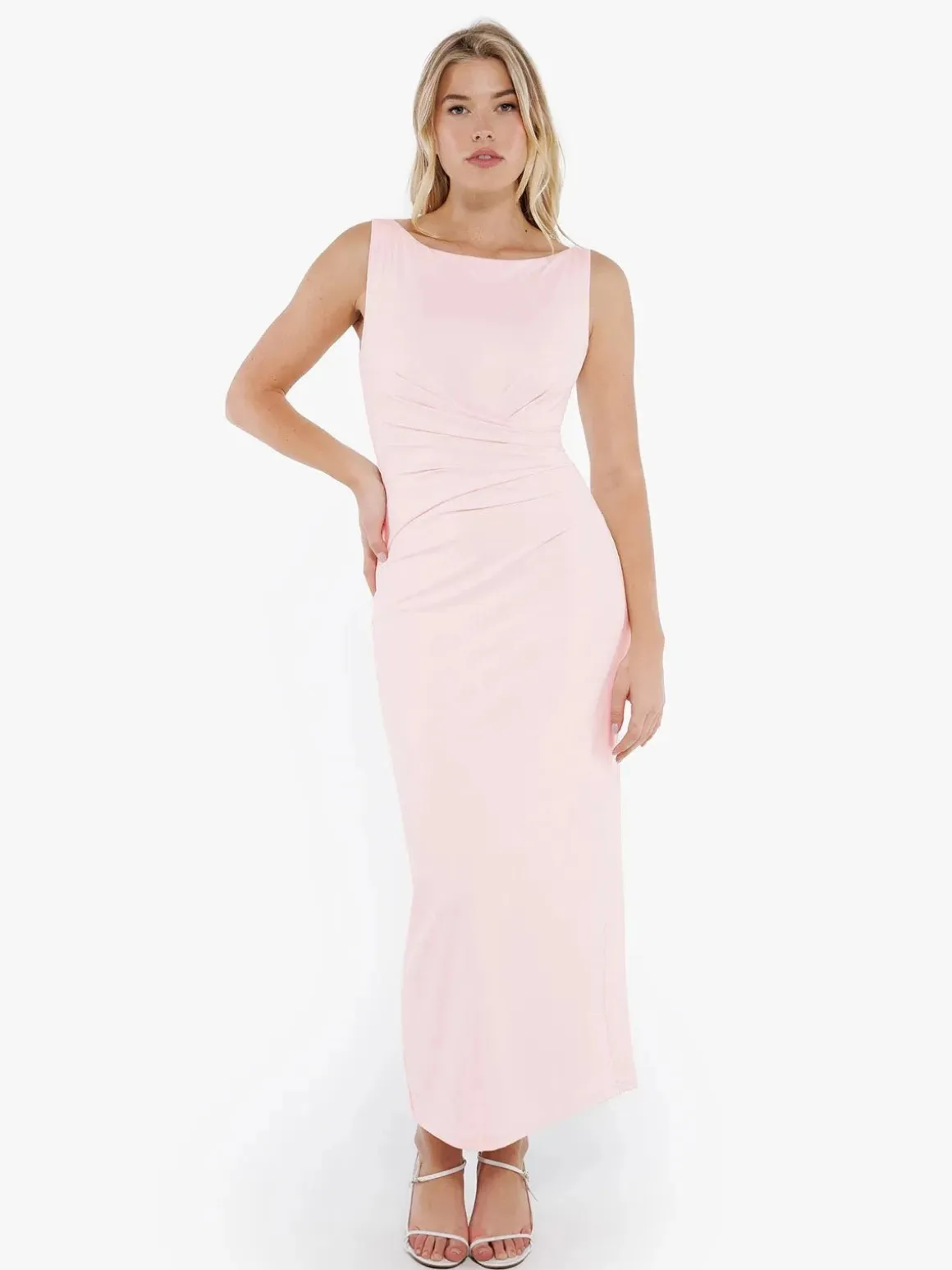 Shapewear Boatneck Draped Sculpting Maxi Dress