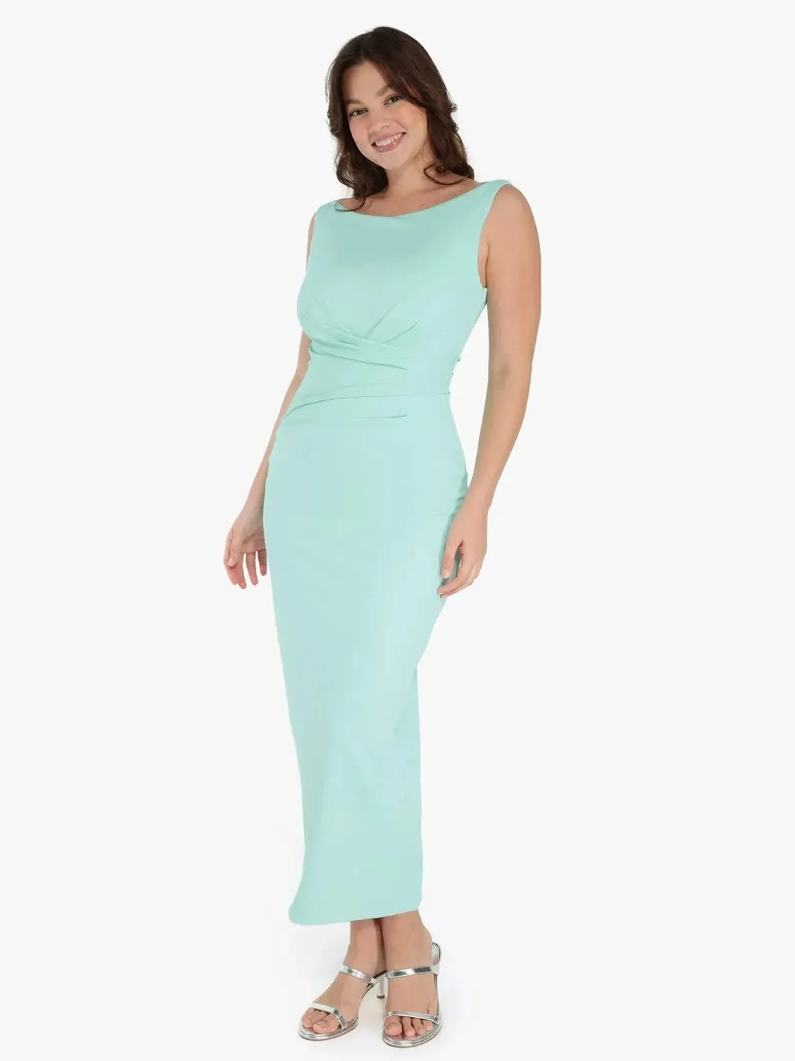 Shapewear Boatneck Draped Sculpting Maxi Dress