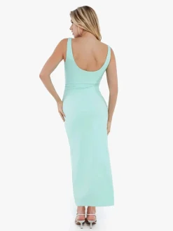 Shapewear Boatneck Draped Sculpting Maxi Dress