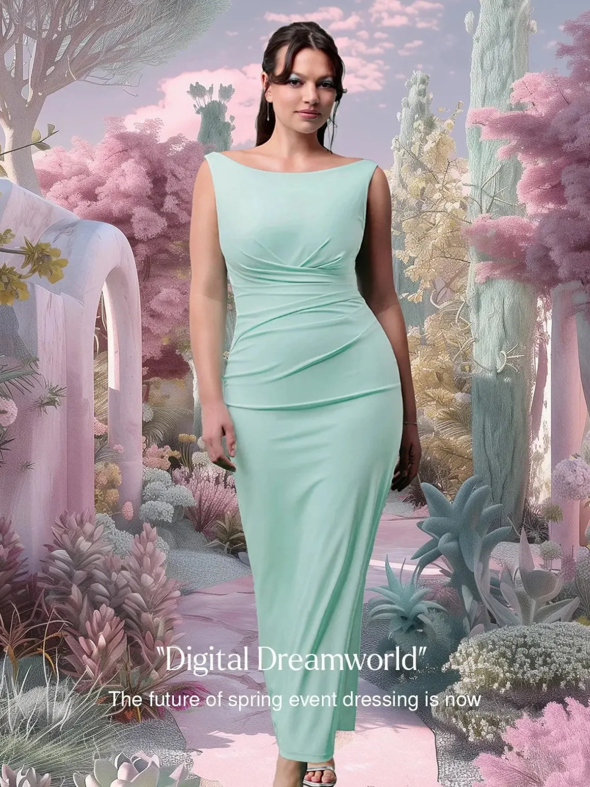 Shapewear Boatneck Draped Sculpting Maxi Dress