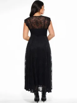 Shapewear Boho Floral Lace Front Slit Maxi Dress