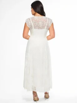 Shapewear Boho Floral Lace Front Slit Maxi Dress