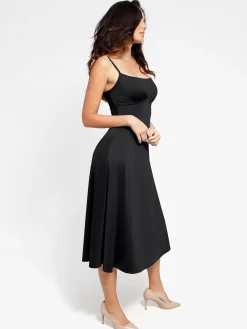 Shapewear Built-In Sculpting A-Line Midi Slip Dress