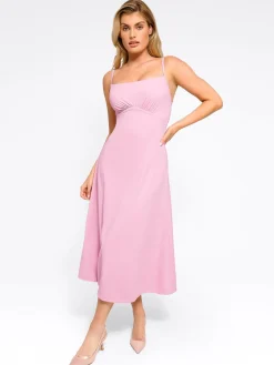 Shapewear Built-In Sculpting A-Line Midi Slip Dress
