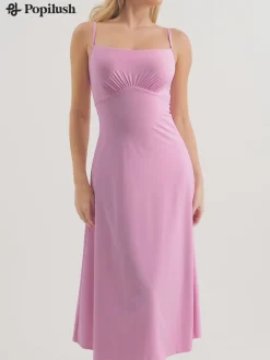 Shapewear Built-In Sculpting A-Line Midi Slip Dress