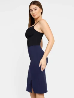 Shapewear Built-In Sculpting Front Slit Midi Work Skirt