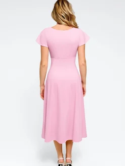 Shapewear Built-In Tummy Control A-Line Midi Dresses
