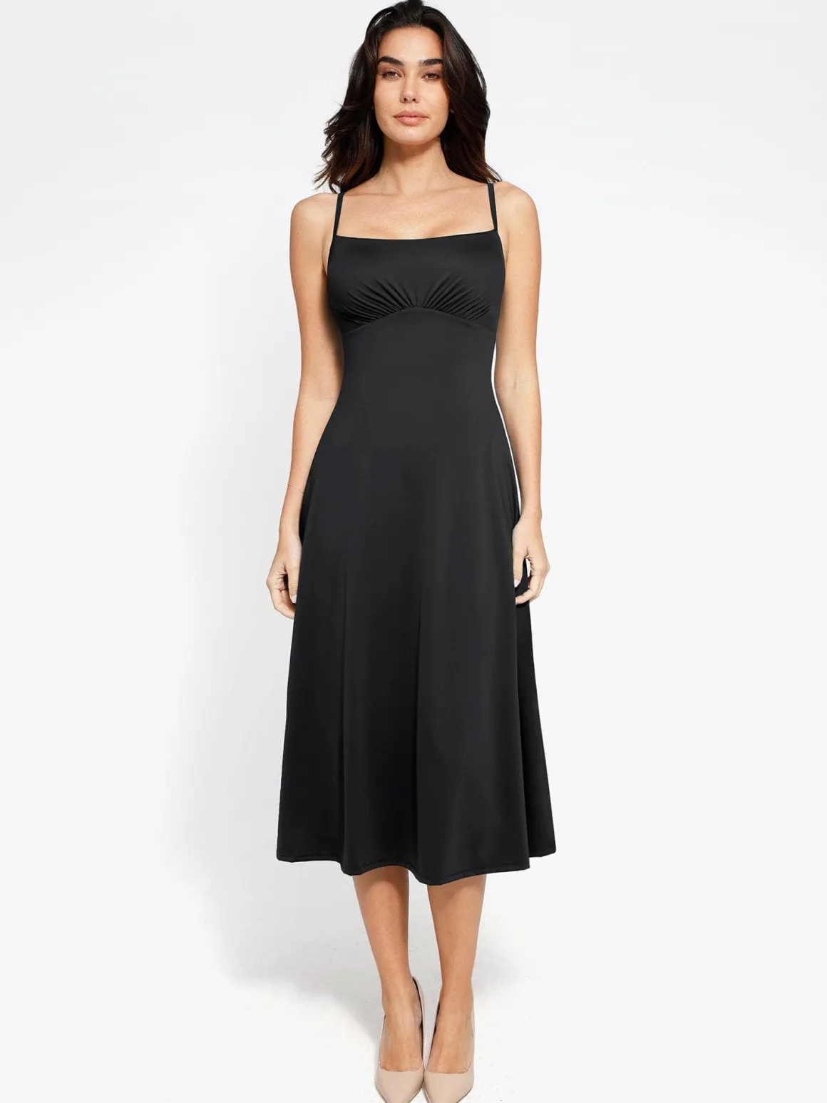 Shapewear Built-In Tummy Control A-Line Midi Dresses