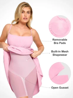 Shapewear Built-In Tummy Control A-Line Midi Dresses