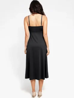 Shapewear Built-In Tummy Control A-Line Midi Dresses