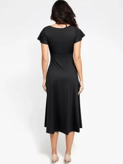 Shapewear Built-In Tummy Control A-Line Midi Dresses