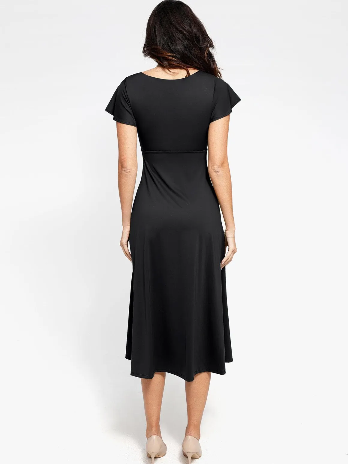 Shapewear Built-In Tummy Control A-Line Midi Dresses