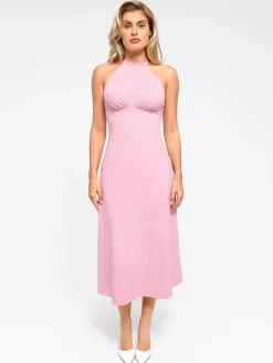 Shapewear Built-In Tummy Control A-Line Midi Dresses