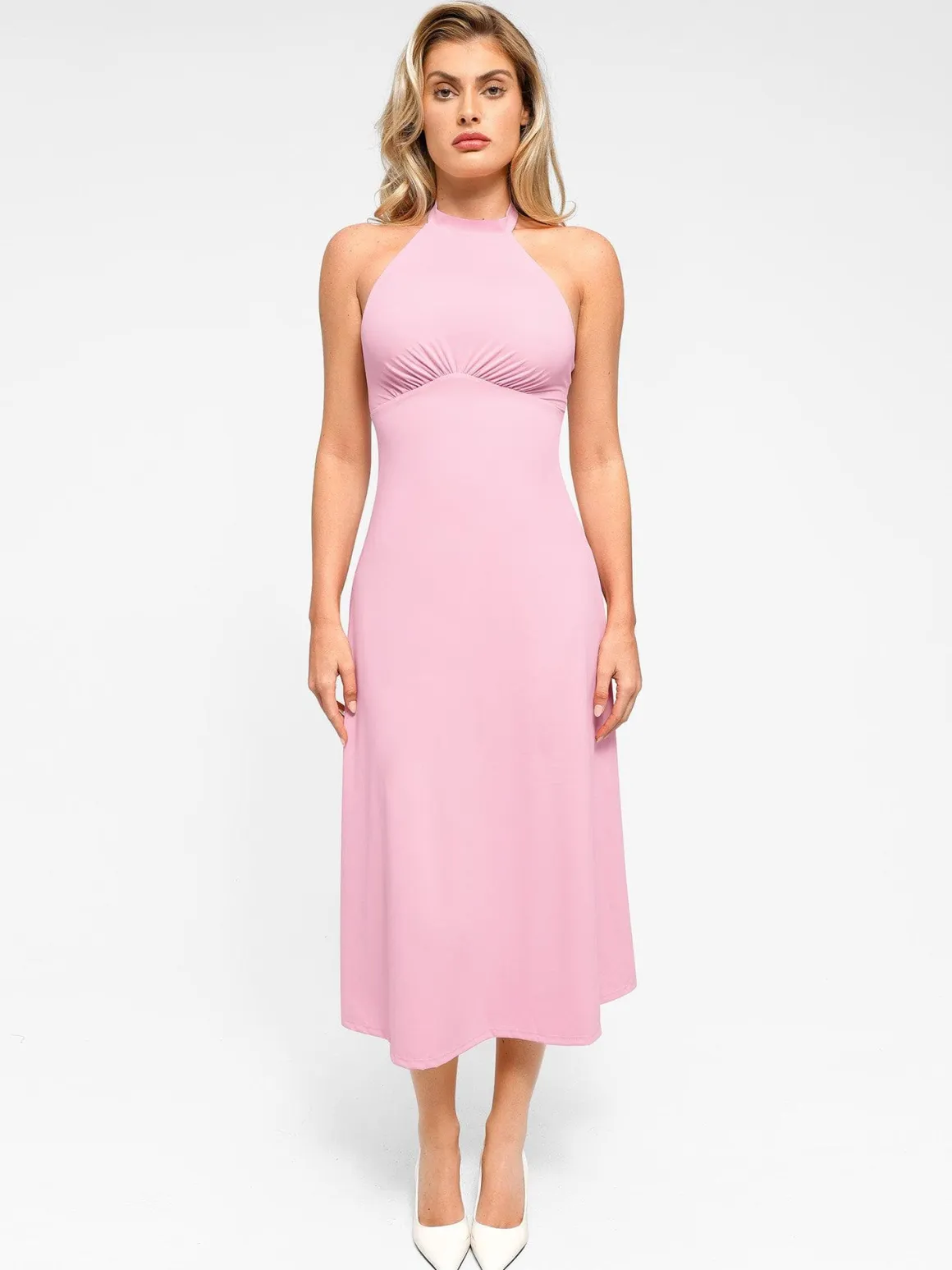 Shapewear Built-In Tummy Control A-Line Midi Dresses