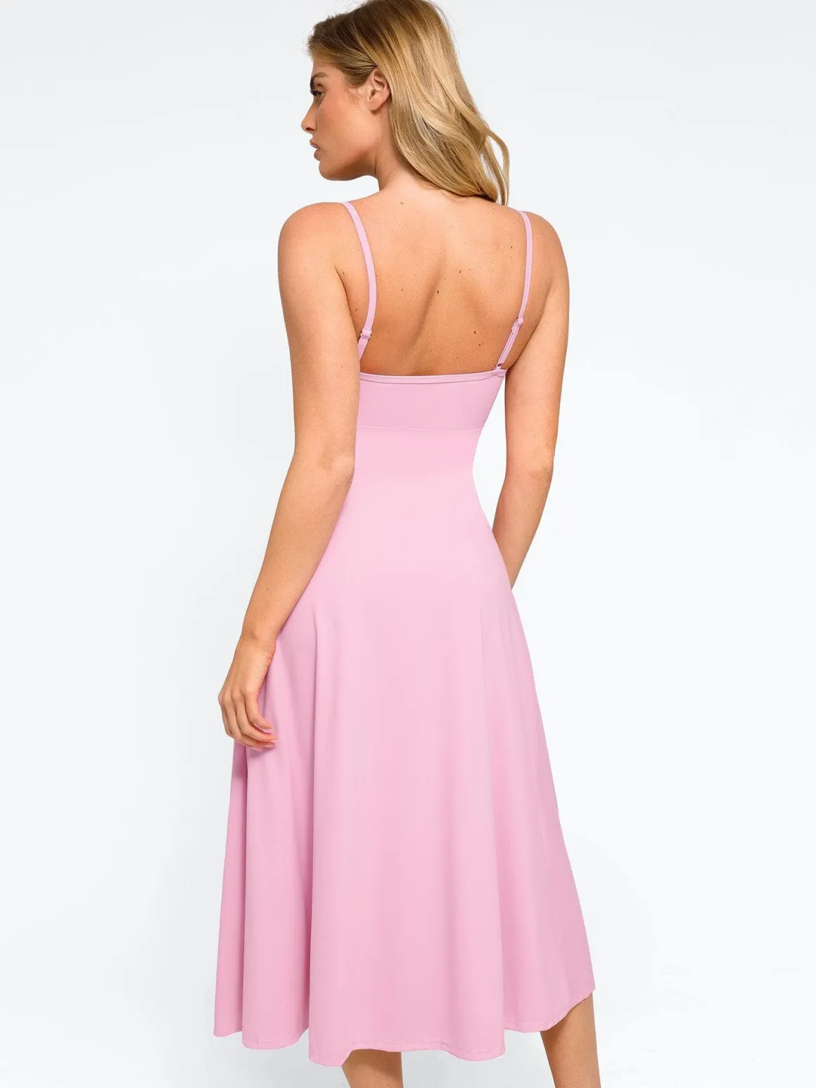 Shapewear Built-In Tummy Control A-Line Midi Dresses