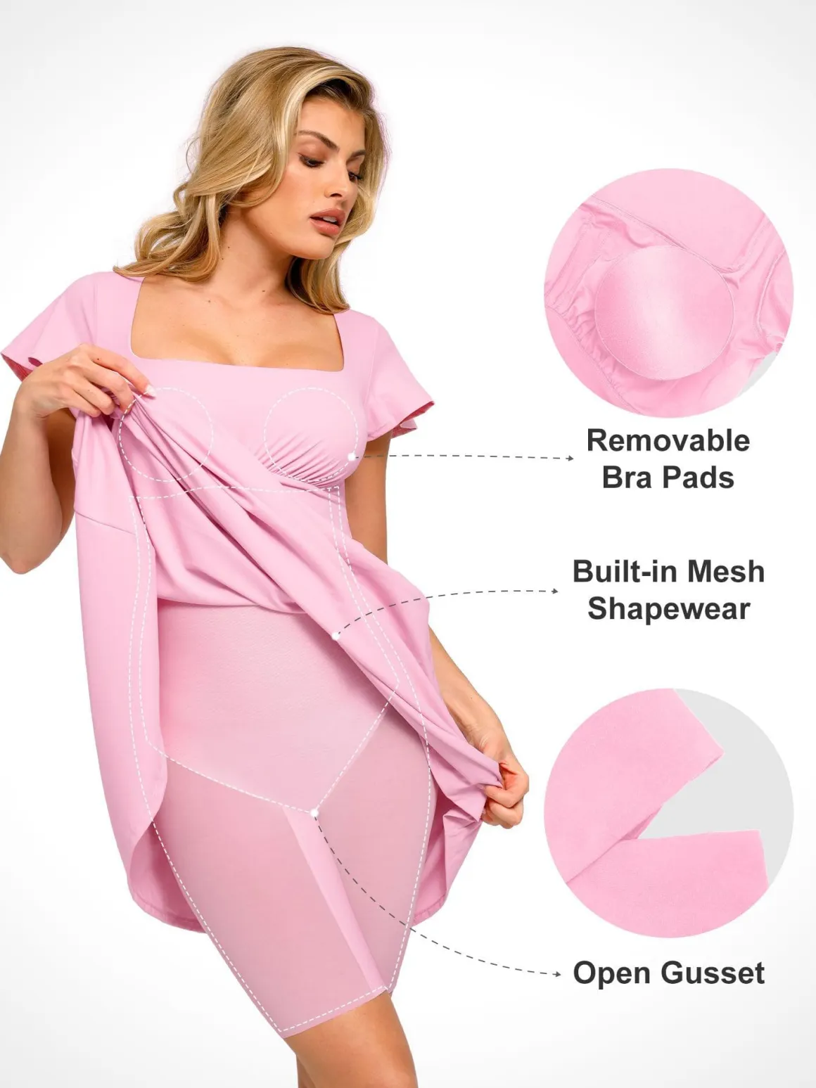 Shapewear Built-In Tummy Control A-Line Midi Dresses