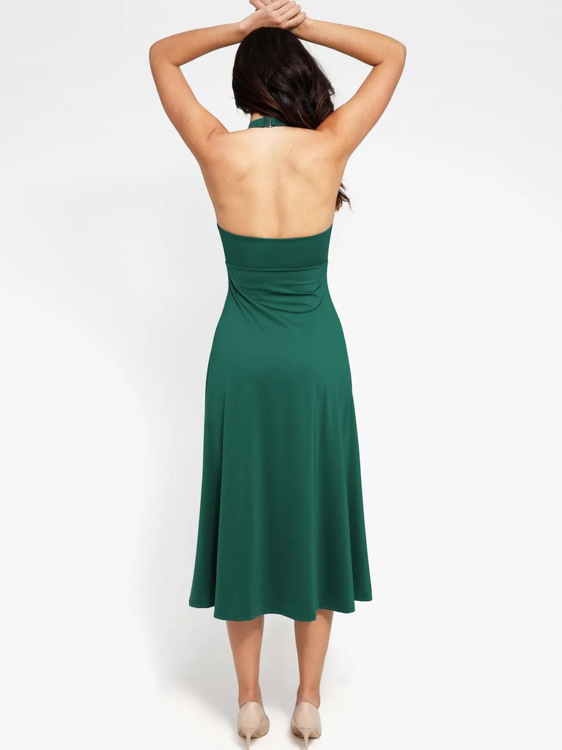 Shapewear Built-In Tummy Control A-Line Midi Dresses