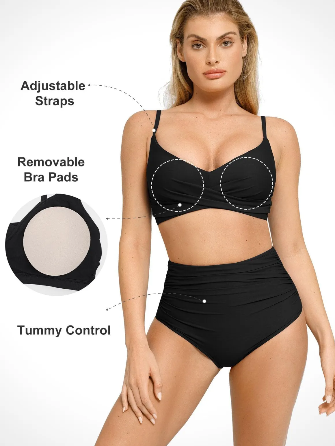 Shapewear Bust-Enhancing Draped Bikini Top