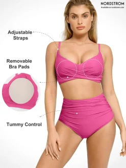 Shapewear Bust-Enhancing Draped Bikini Top