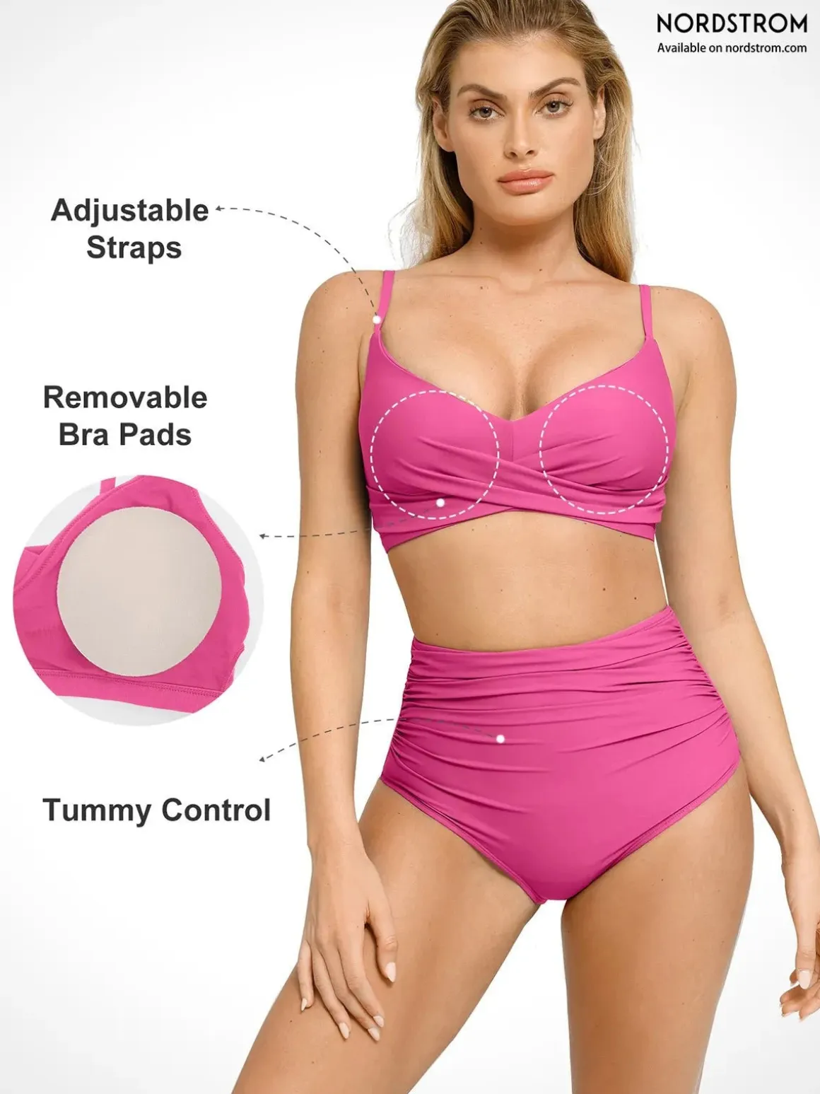 Shapewear Bust-Enhancing Draped Bikini Top