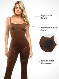 Shapewear Butt Lift Flare Leg Strappy Jumpsuit