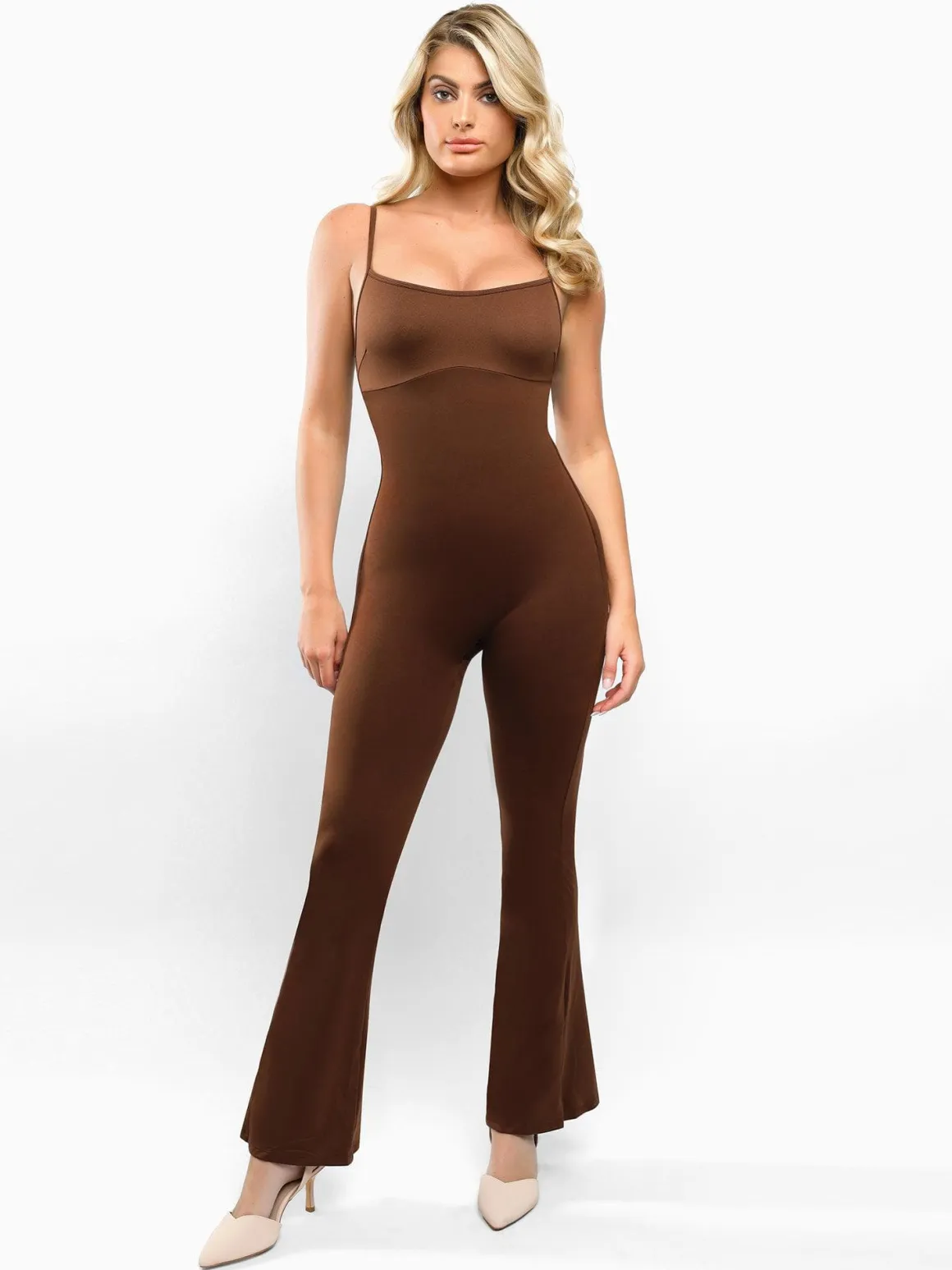 Shapewear Butt Lift Flare Leg Strappy Jumpsuit