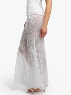 Shapewear Cap Sleeve Bodysuit Lace Fishtail Coverup Skirt Set