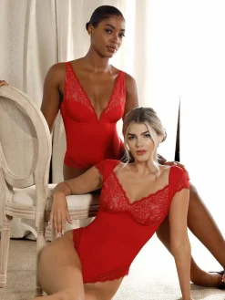Shapewear Cap Sleeve Slimming Lace Cup Bodysuit