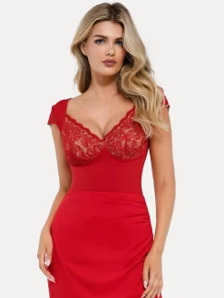 Shapewear Cap Sleeve Slimming Lace Cup Bodysuit