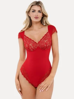 Shapewear Cap Sleeve Slimming Lace Cup Bodysuit